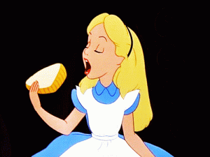 Alice Eats a Slice Of Bread In Alice In Wonderland Gif